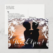 Carte Postale Bordure de fleurs romantiques | Merci (Devant / Derrière)