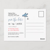 Carte Postale Bordure des oiseaux Fleurs sauvages turquoises Enr (Dos)