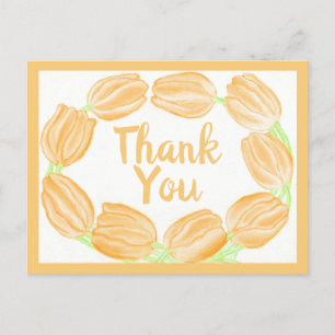 Carte Postale Bordure des Tulipes de Pêche ~Carte de remerciemen