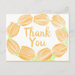 Carte Postale Bordure des Tulipes de Pêche ~Carte de remerciemen