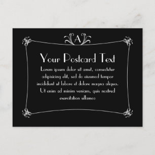 Carte Postale Bordure Elégante Personnalisable Avec Monogramme