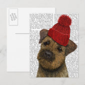 Carte Postale Bordure Terrier avec Casquette roux 3 (Devant / Derrière)