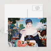 Carte Postale Boris Kustodiev - Femme Commerçante Au Thé (Devant / Derrière)