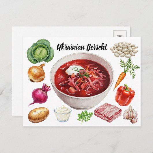 Carte postale Borscht ukrainienne (Devant / Derrière)