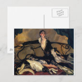Carte Postale Borzoi Art Déco Et Lady Lounge (Devant / Derrière)