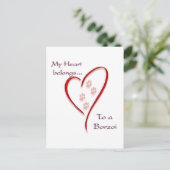 Carte Postale Borzoi Coeur Appartient (Debout devant)