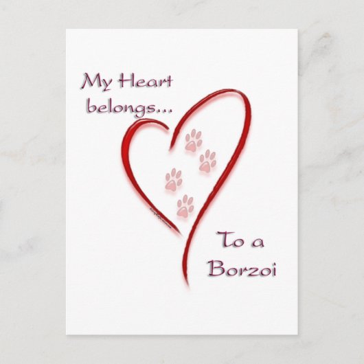 Carte Postale Borzoi Coeur Appartient (Devant)