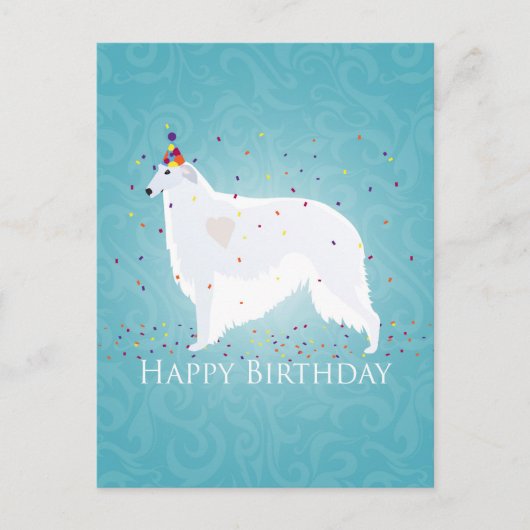 Carte Postale Borzoi Joyeux Design d'anniversaire (Devant)