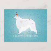 Carte Postale Borzoi Joyeux Design d'anniversaire (Devant)