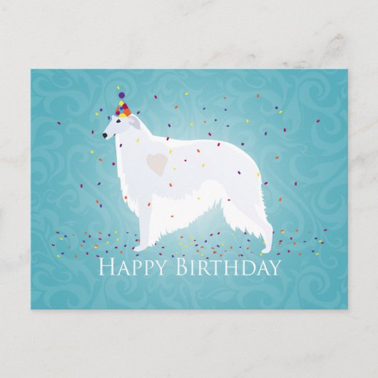 Carte Postale Borzoi Joyeux Design d'anniversaire (Devant)