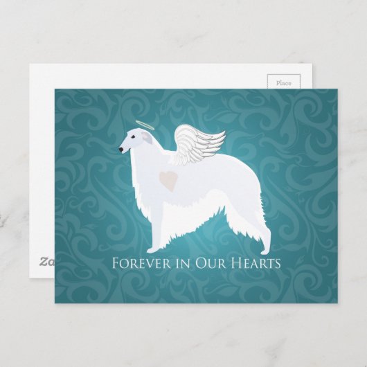 Carte Postale Borzoi Pet Perdre Sympathie Conception (Devant / Derrière)