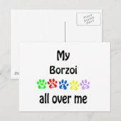 Carte Postale Borzoi Walks Design (Devant / Derrière)
