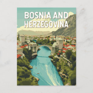 Carte Postale Bosnie-Herzégovine Illustration Art Voyage