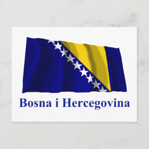 Carte Postale Bosnie-Herzégovine portant le nom du drapeau en bo