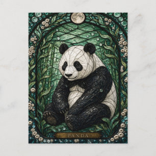 Carte Postale Bosquet de bambou de panda vitrail Illumina