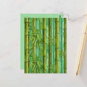 Carte Postale Bosquet de bambou jungle Verts chauds et frais