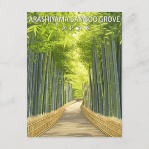Carte Postale Bosquet de bambou vintage Arashiyama Japon