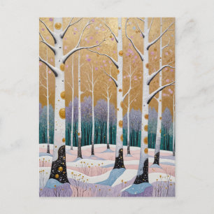 Carte Postale Bosquet de trembles dorés : un rêve d'hiver