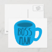 Carte Postale Boss Man avec tasse bleue (Devant / Derrière)