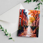 Carte Postale Boston Automne Aquarelle Beacon Hill Massachusetts