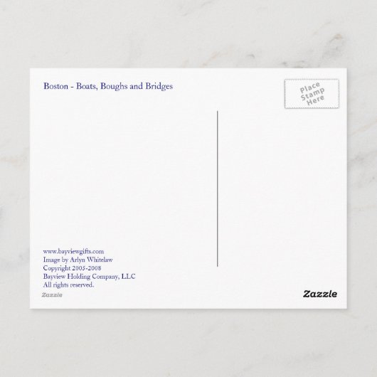 Carte Postale Boston - Bateaux, branches et ponts (Dos)