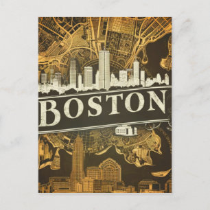 Carte Postale Boston, Boston Massachusetts Ciel de la ville avec