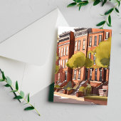 Carte Postale Boston Brownstones | Rue Beacon Aquarelle