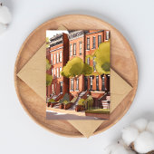 Carte Postale Boston Brownstones | Rue Beacon Aquarelle