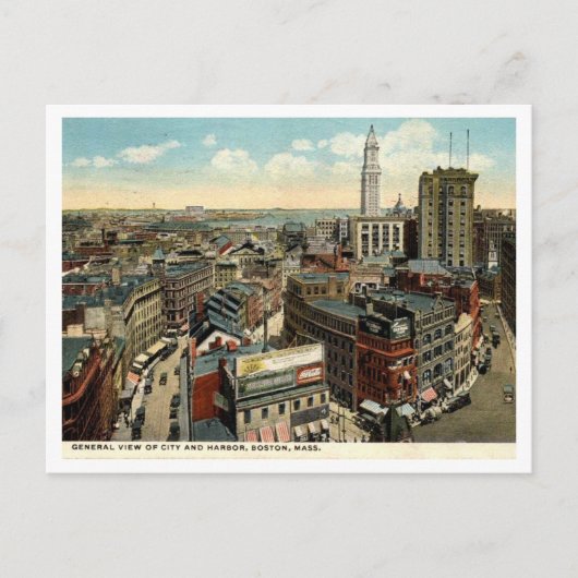 Carte Postale Boston, General View Vintage 1918 (Devant)