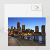 Carte Postale Boston Harbour et skyline. Boston est l'un des 6 (Devant / Derrière)