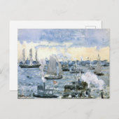 Carte Postale Boston Harbour, peinture d'art, (Devant / Derrière)
