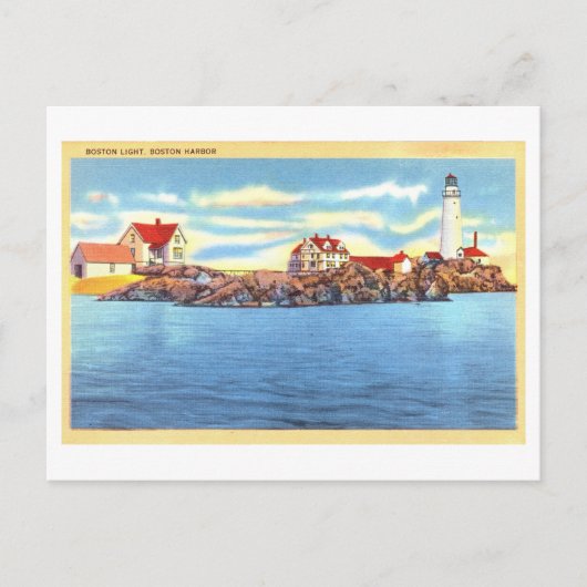 Carte Postale Boston Light, Boston Harbour Vintage voyage (Devant)