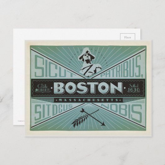 Carte Postale Boston, MA - Fondé en 1630 (Devant / Derrière)