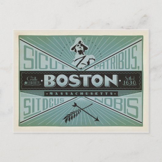 Carte Postale Boston, MA - Fondé en 1630 (Devant)
