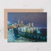 Carte Postale boston ma skyline la nuit (Devant / Derrière)