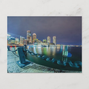 Carte Postale boston ma skyline la nuit