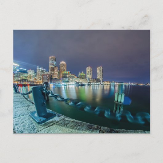 Carte Postale boston ma skyline la nuit (Devant)