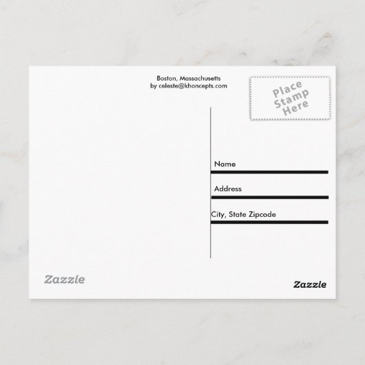 Carte Postale Boston, Massachusetts (Dos)