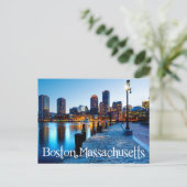 Carte Postale Boston Massachusetts Skyline à Sunset Post Card (Debout devant)