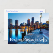 Carte Postale Boston Massachusetts Skyline à Sunset Post Card (Devant / Derrière)