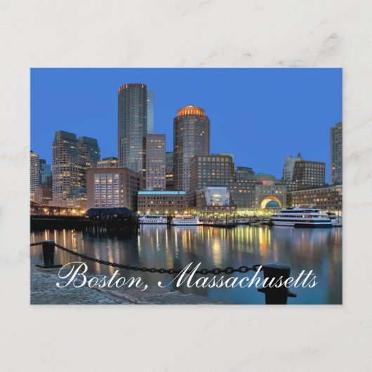 Carte Postale Boston Massachusetts Skyline à Sunset Post Card (Devant)