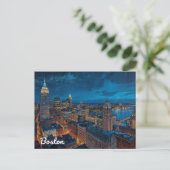 Carte Postale Boston Massachusetts Skyline Art (Debout devant)