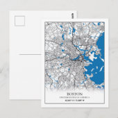 Carte Postale Boston Massachusetts USA Travel City Map (Devant / Derrière)