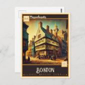 Carte Postale Boston, Massachusetts | VINTAGE (Devant / Derrière)