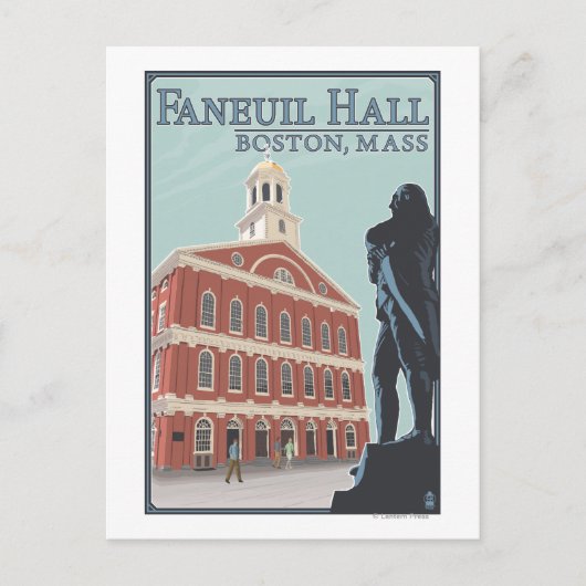 Carte Postale Boston, MassachusettsVue du hall de Faneuil (Devant)