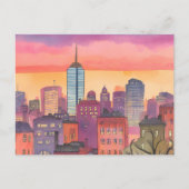 Carte Postale Boston North End | Aquarelle MA Cityscape (Devant)