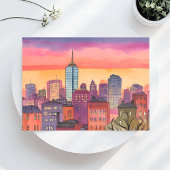 Carte Postale Boston North End | Aquarelle MA Cityscape
