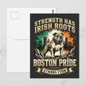 Carte Postale Boston Pride Irish Roots Bulldog (Devant / Derrière)