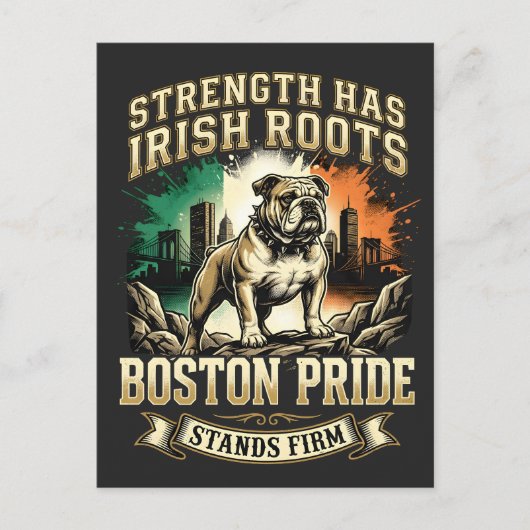 Carte Postale Boston Pride Irish Roots Bulldog (Devant)