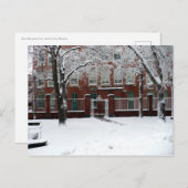 Carte Postale Boston Red School House en hiver Neige blanche (Devant / Derrière)
